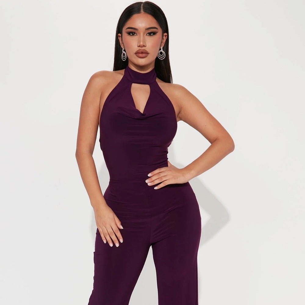~Vehement Vigilance:Violet Mock Neck Jumpsuit w/Cowl Neck Accentuation~